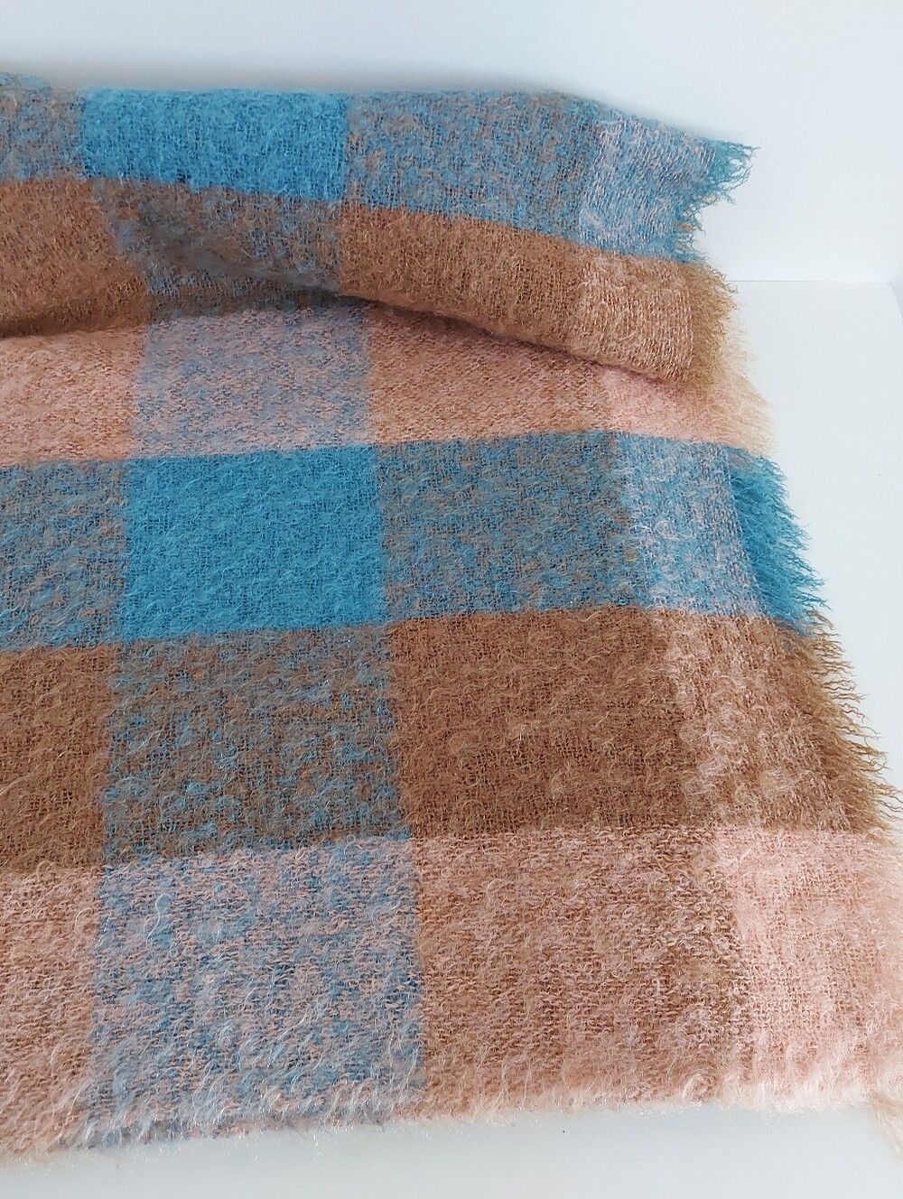 Mohair Throw Blanket Plaid